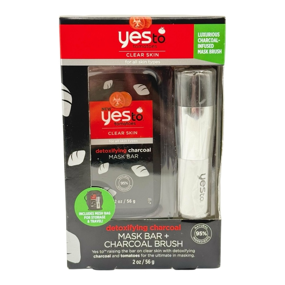 Yes To Tomatoes Detoxifying Charcoal Mask Bar + Charcoal Brush
